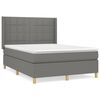vidaXL Cama com molas/colch&atilde;o 140x200 cm tecido cinzento-escuro