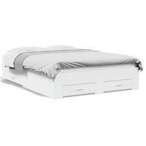 vidaXL Estrutura de cama c/ gavetas 140x190cm derivados madeira branco
