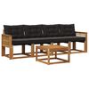 vidaXL Conjunto de Sof&aacute;s para Exterior 5 pcs Natural e Preto