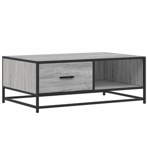 vidaXL Mesa de centro 90x57x35 cm deriv. madeira/metal cinzento sonoma