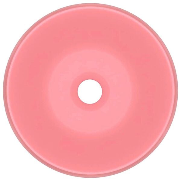 vidaXL Lavat&oacute;rio luxuoso redondo 40x15 cm cer&acirc;mica rosa mate