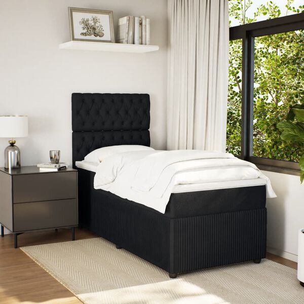 vidaXL Cama com molas/colch&atilde;o 90x190 cm veludo preto