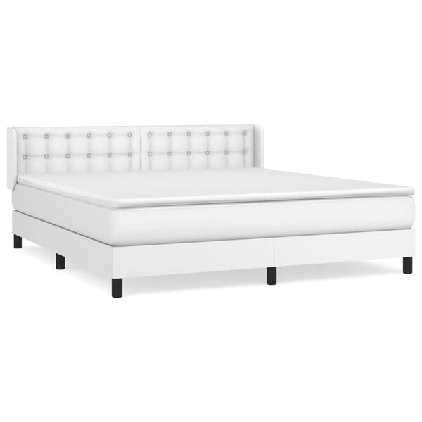 vidaXL Cama com molas/colch&atilde;o 180x200 cm couro artificial branco