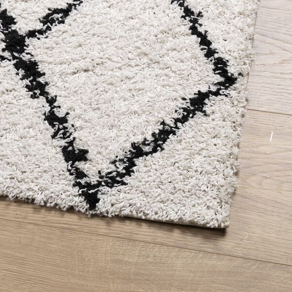 vidaXL Tapete shaggy de pelo alto PAMPLONA 300x400 cm creme e preto