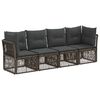 vidaXL Conjunto de Sof&aacute; de Jardim 4 unid. Cinzento vime PE