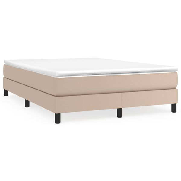vidaXL Estrutura de cama com molas 140x200 cm couro artificial cappuccino