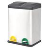 vidaXL Caixote do lixo para reciclagem com pedais 36 L a&ccedil;o inoxid&aacute;vel