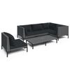 vidaXL 6 pcs conj. lounge jardim c/ almofad&otilde;es vime PE cinzento-escuro