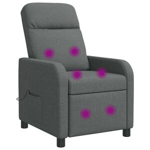vidaXL Recliner de Massagem Cinzento-Escuro Tecido