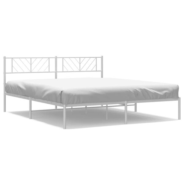 vidaXL Estrutura de cama com cabeceira 183x213 cm metal branco