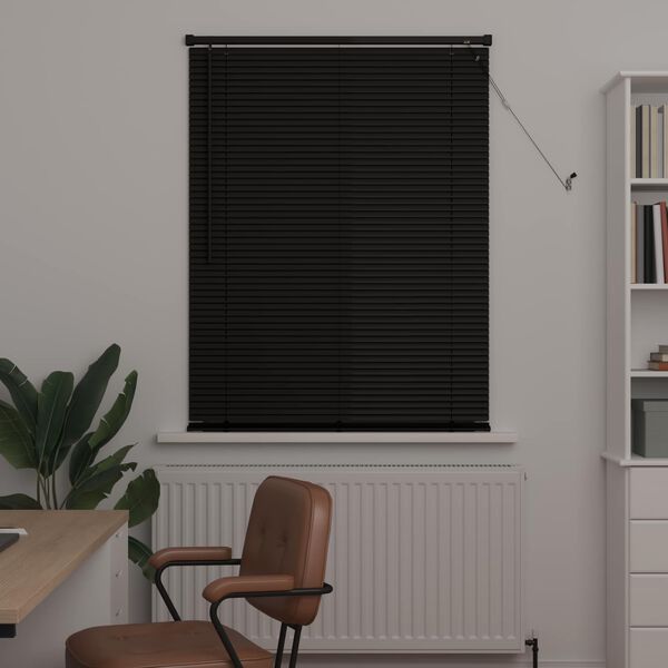 vidaXL Cortina Veneziana Manual Ajust&aacute;vel Preto 150 x 90 cm PVC