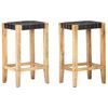 vidaXL Bancos de bar 2 pcs 75 cm couro genu&iacute;no preto