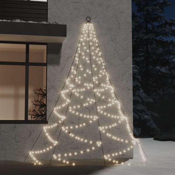 vidaXL &Aacute;rvore de Natal parede 260 luzes LED 3 m int/ext branco quente