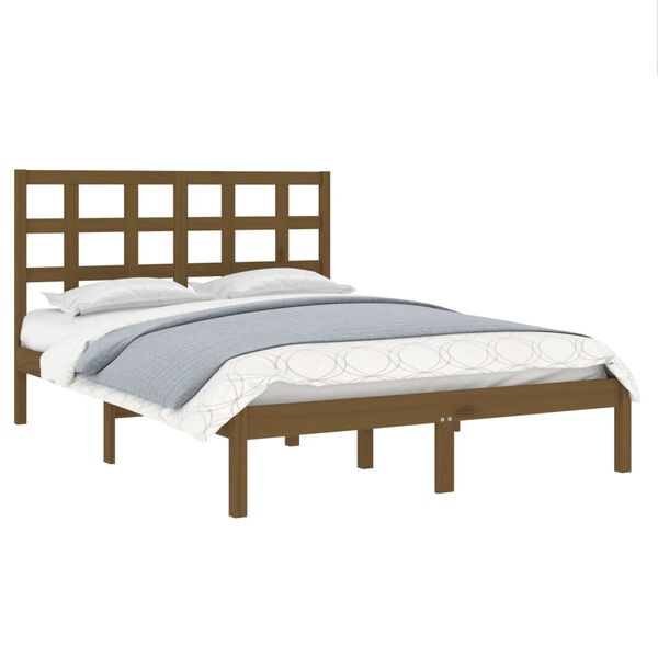 vidaXL Estrutura de cama 200x200 cm madeira maci&ccedil;a castanho mel