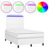 vidaXL Cama box spring c/colch&atilde;o/LED 120x190cm couro artificial branco