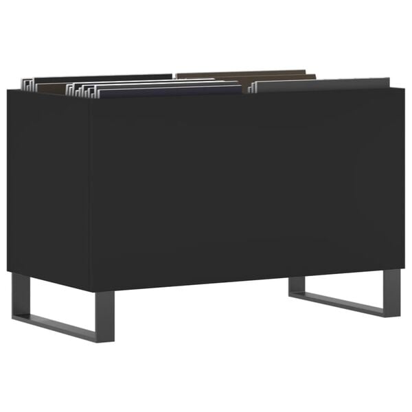vidaXL Armário para discos 74,5x38x48 cm derivados de madeira preto