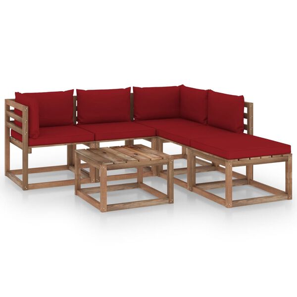 vidaxL 6 pcs conjunto lounge de paletes c/ almofad&otilde;es pinho impregnado