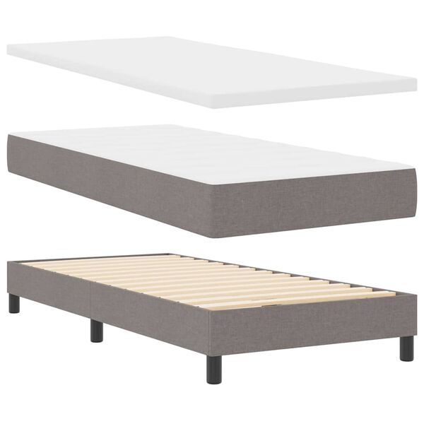 vidaXL Cama Box com colch&atilde;o Cinzento-acastanhado 100 x 200 cm tecido