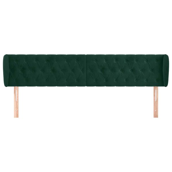 vidaXL Cabeceira de cama c/ abas veludo 183x23x78/88cm verde-escuro