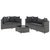 vidaXL 6 pcs conjunto sof&aacute;s de jardim com almofad&otilde;es vime cinzento