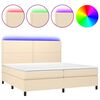vidaXL Cama box spring c/ colch&atilde;o e LED 200x200 cm tecido cor creme