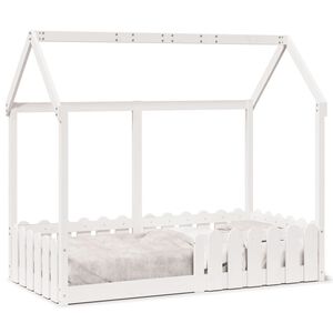 vidaXL Cama infantil formato casa 80x160 cm pinho maci&ccedil;o branco