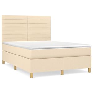 vidaXL Cama com molas/colch&atilde;o 140x200 cm tecido cor creme