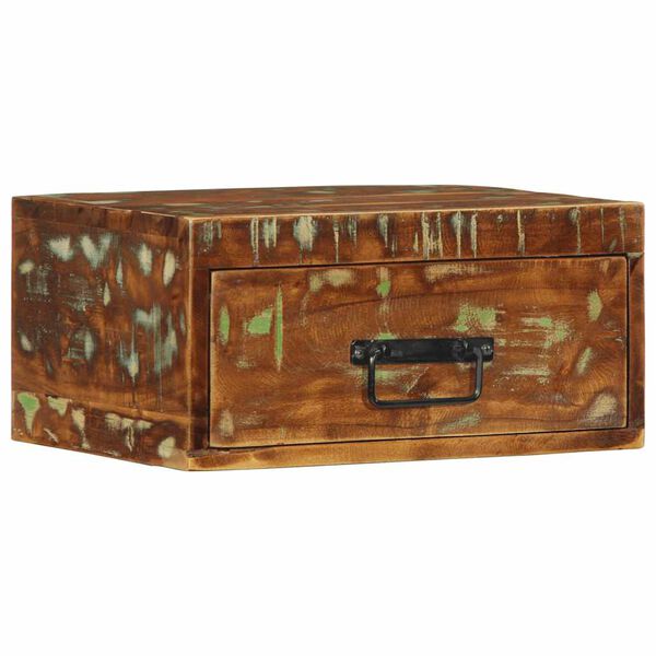 vidaXL Mesa de cabeceira de parede madeira recuperada maciça