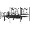 vidaXL Estrutura de cama com cabeceira e p&eacute;s 135x190 cm metal preto