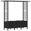vidaXL Cama Elevada com Treli&ccedil;a e Telhado Preto 162,5 x 40 x 142 cm PP