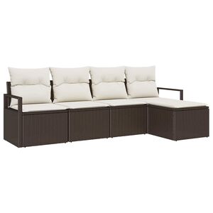 vidaXL Conjunto de Sof&aacute;s 5 unid. Castanho vime PE