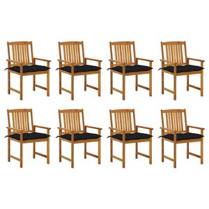 vidaXL Cadeiras de jardim com almofad&otilde;es 8 pcs ac&aacute;cia maci&ccedil;a