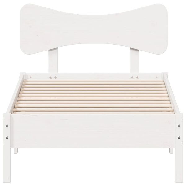 vidaXL Cama sem colch&atilde;o 75x190 cm madeira de pinho maci&ccedil;a branco