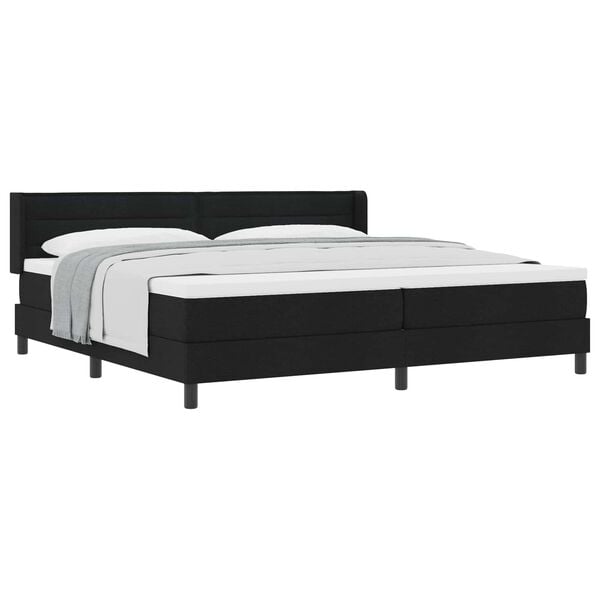 vidaXL Cama Box com colch&atilde;o com cabeceira Preto 200 x 200 cm Poli&eacute;ster