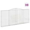 vidaXL Cestos gabi&atilde;o arqueados 8pcs 400x30x180/200cm ferro galvanizado