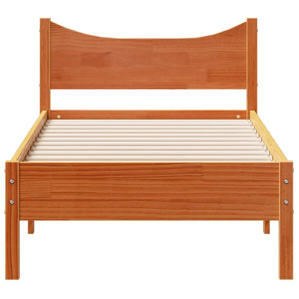 vidaXL Cama sem colch&atilde;o 75x190 cm madeira de pinho maci&ccedil;a castanho-mel