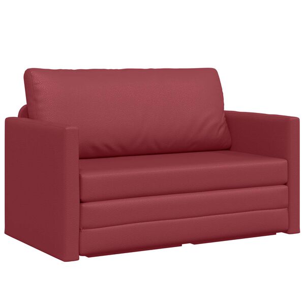 vidaXL Sof&aacute;-Cama 110cm Vinho Vermelho Couro Artificial
