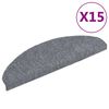 vidaXL Tapetes de escada autoadesivos 15 pe&ccedil;as 65x21x4 cm cinza claro semicircular grande