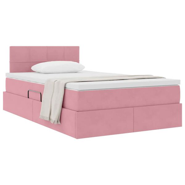 vidaXL Cama com Armazenamento com colch&atilde;o Rosa 120 x 200 cm Veludo