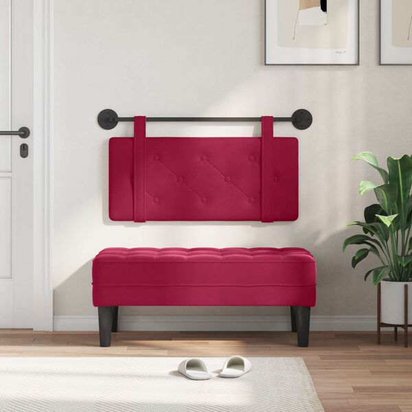 vidaXL Cabeceira Suspensa Vinho Vermelho 100 x 55 x 5 cm Veludo