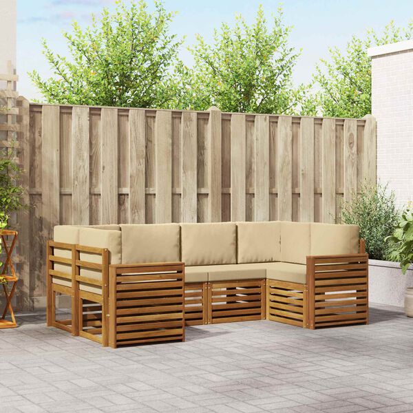 vidaXL Conjuntos de sof&aacute;s com almofada 6 pcs Natural e Bege