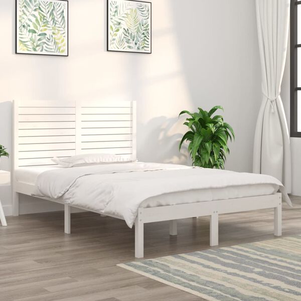 vidaXL Estrutura cama pequena casal 120x190 cm pinho maciço branco