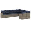 vidaXL Conjunto de sof&aacute; de jardim de 9 pe&ccedil;as com almofadas em rattan sint&eacute;tico cinza