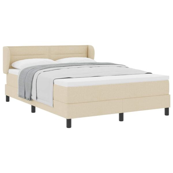 vidaXL Cama Box com colch&atilde;o com cabeceira Creme 140 x 190 cm tecido