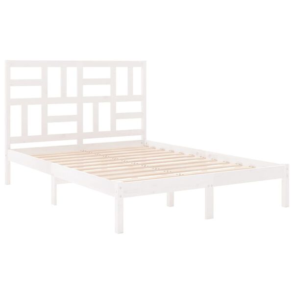 vidaXL Estrutura de cama 120x200 cm madeira maciça branco