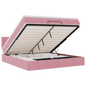 vidaXL Cama otomana com colch&atilde;o & LEDs 180x200cm veludo rosa