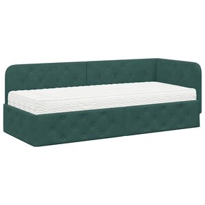 vidaXL Estrutura de Cama de Canto Verde Escuro 80 x 200 cm Veludo