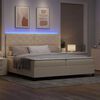 vidaXL Cama Box com colch&atilde;o com led Creme 200 x 200 cm tecido