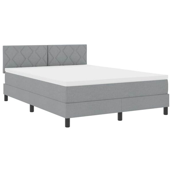 vidaXL Cama Box com colch&atilde;o Cinzento-claro 140 x 190 cm tecido