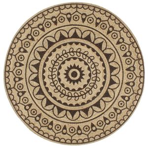 vidaXL Tapete artesanal em juta com impress&atilde;o a castanho escuro 90 cm